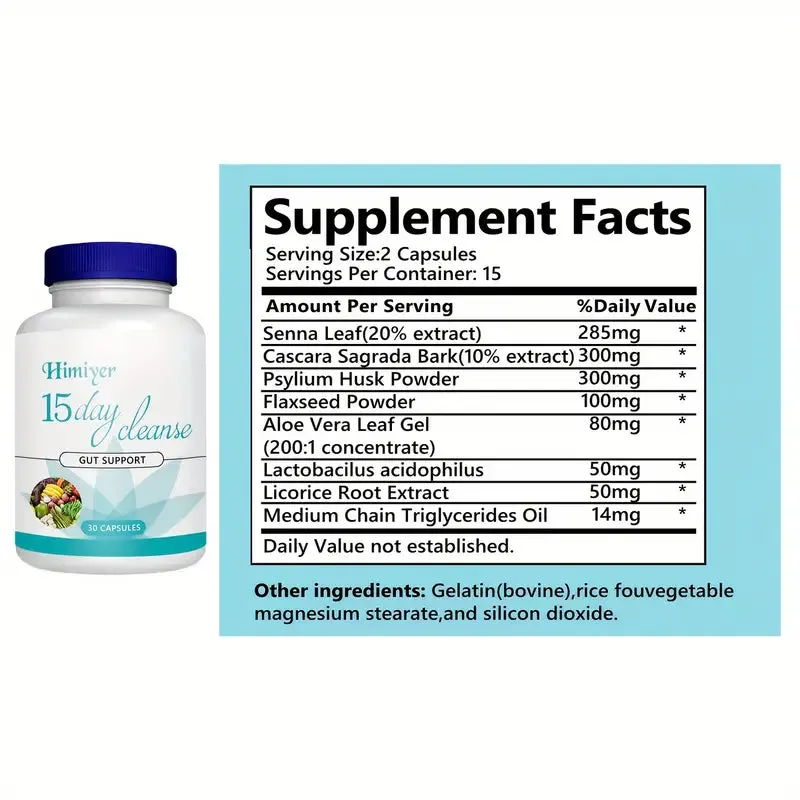 15 Day Cleanse - Probiotics, Potency Gut, Colon, Digestion Support Supplement