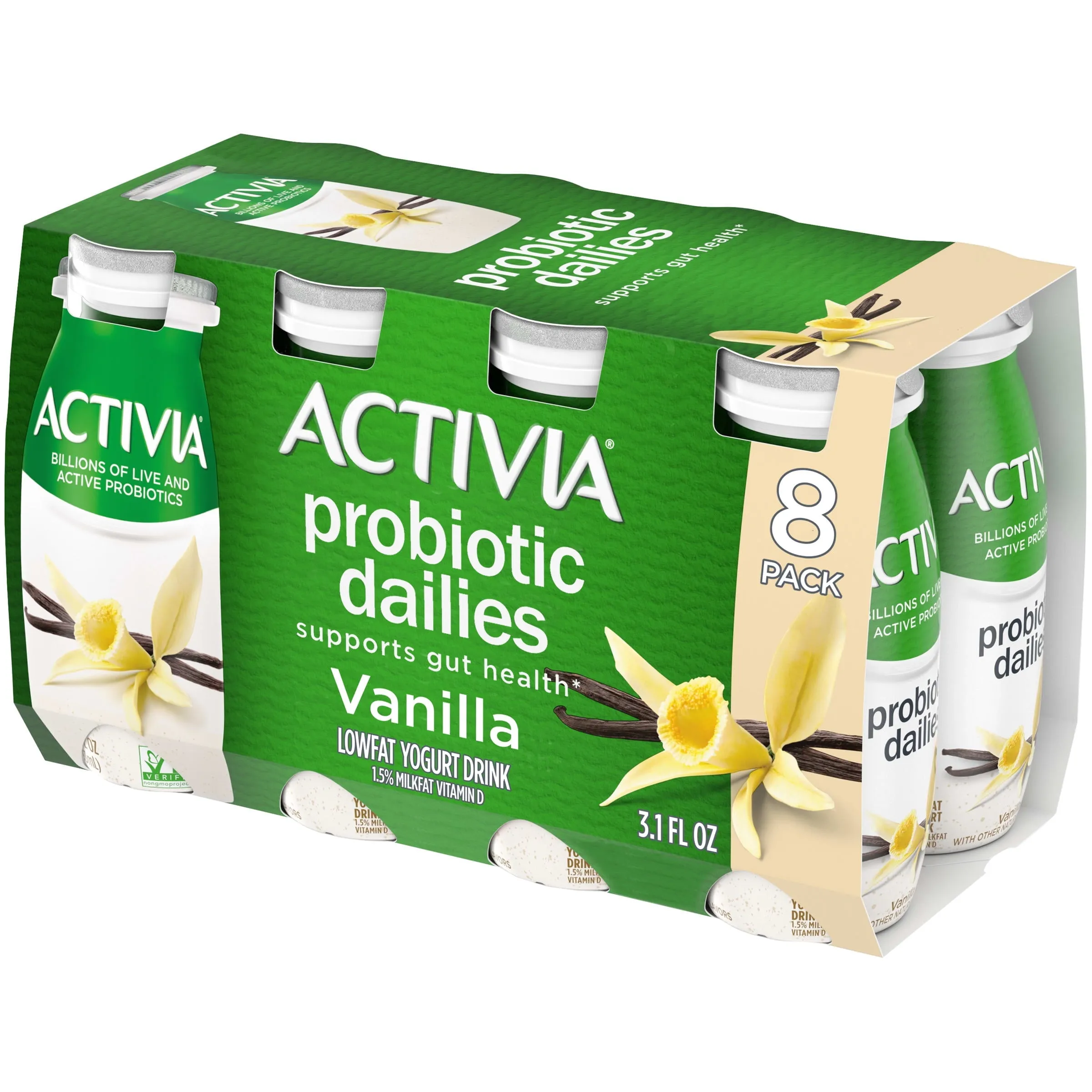 Activia Probiotic Dailies Vanilla Lowfat Probiotic Yogurt Drinks, 3.1 fl oz, 8 Count