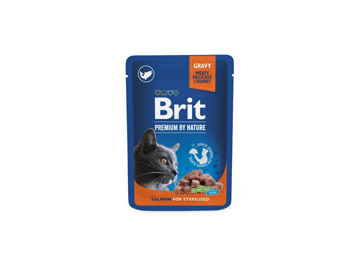 Brit premium cat pouches Salmon for Sterilised 24x100g