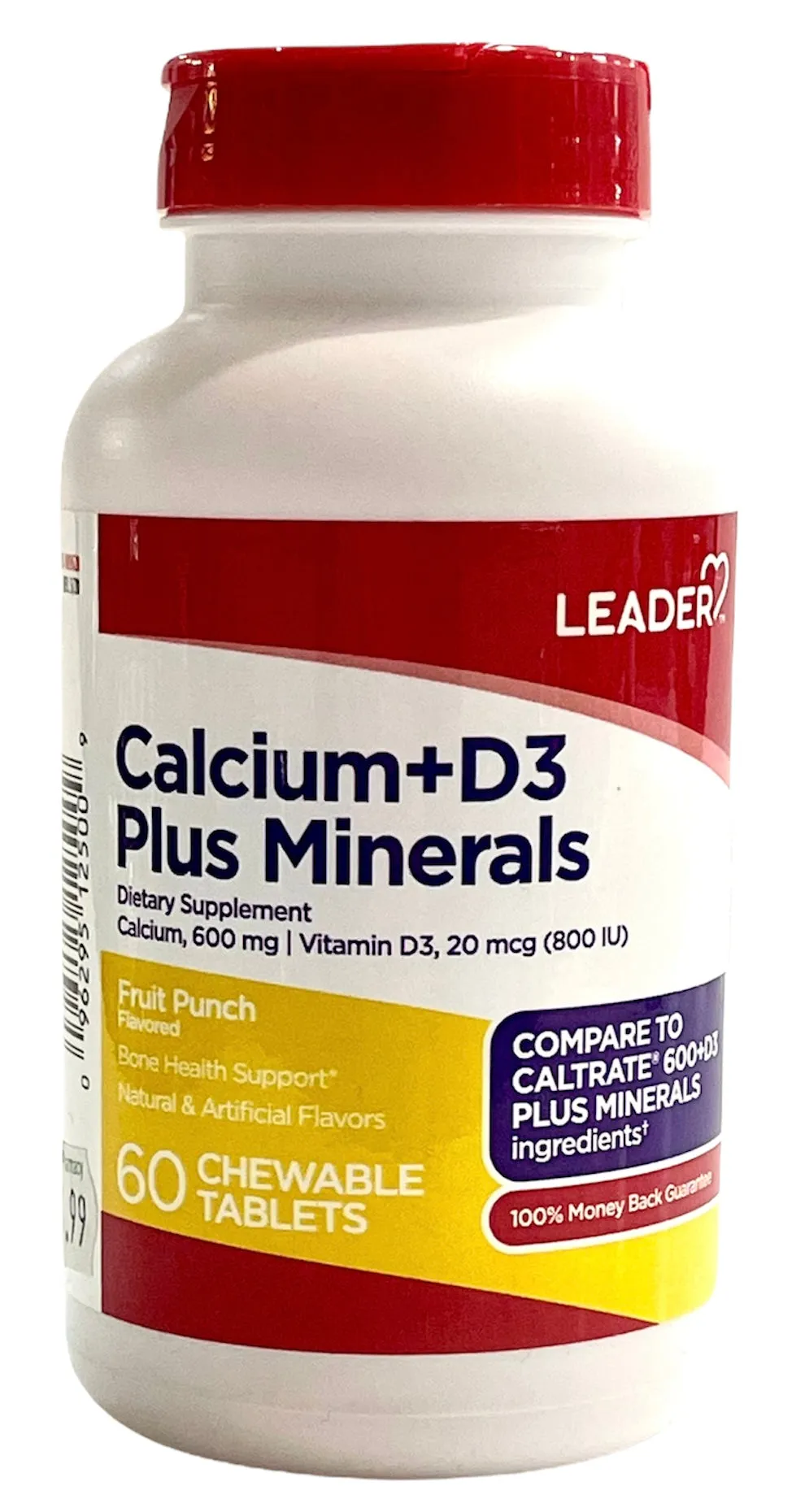 Calcium 600mg   D3 20mcg | Plus Minerals | 60 Fruit Punch Chewable Tablets