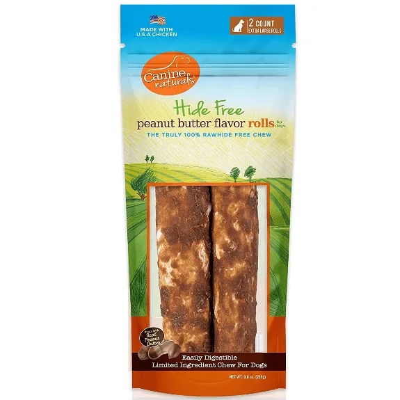 Canine Naturals Hide Free Peanut Butter Rolls Dog Chew