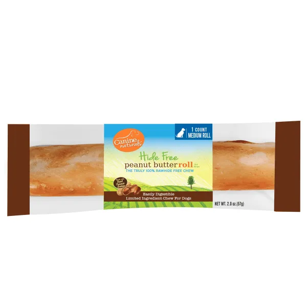 Canine Naturals Hide Free Peanut Butter Rolls Dog Chew