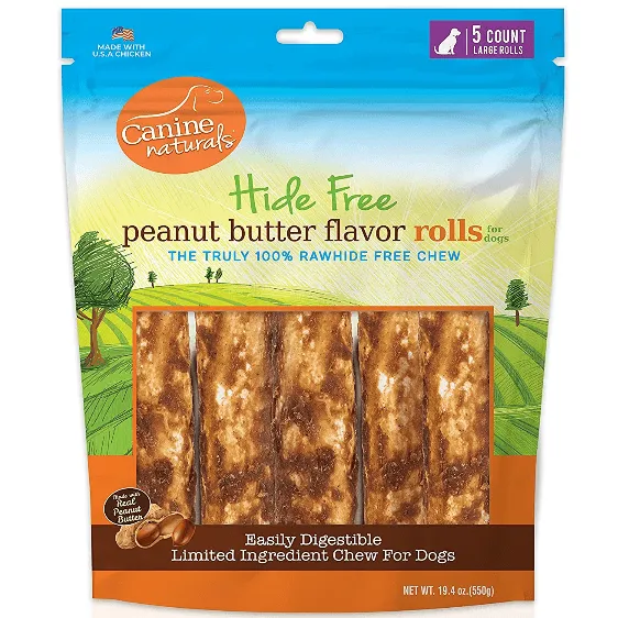 Canine Naturals Hide Free Peanut Butter Rolls Dog Chew