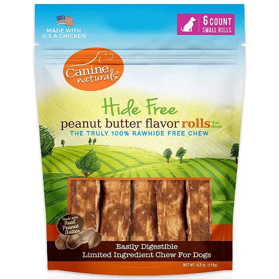 Canine Naturals Hide Free Peanut Butter Rolls Dog Chew