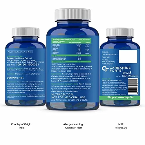 Carbamide Forte Double Strength Fish Oil 1000mg with Omega 3 600mg -120 Capsules