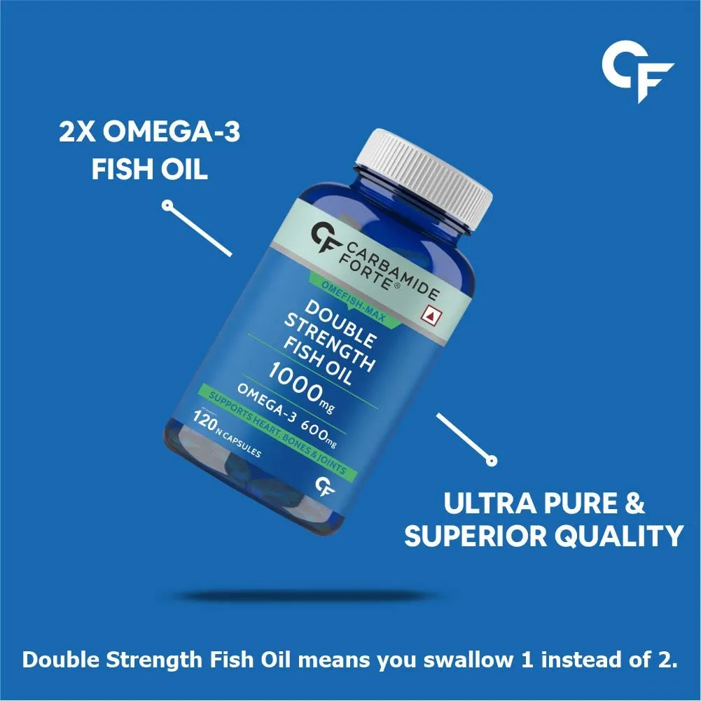 Carbamide Forte Double Strength Fish Oil 1000mg with Omega 3 600mg -120 Capsules