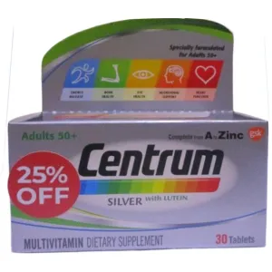 Centrum Silver With Lutein Tab 30's 25% Off