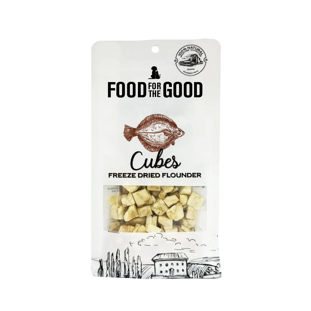 Food For The Good Dog & Cat Treats Freeze Dried Flounder Cubes 40g