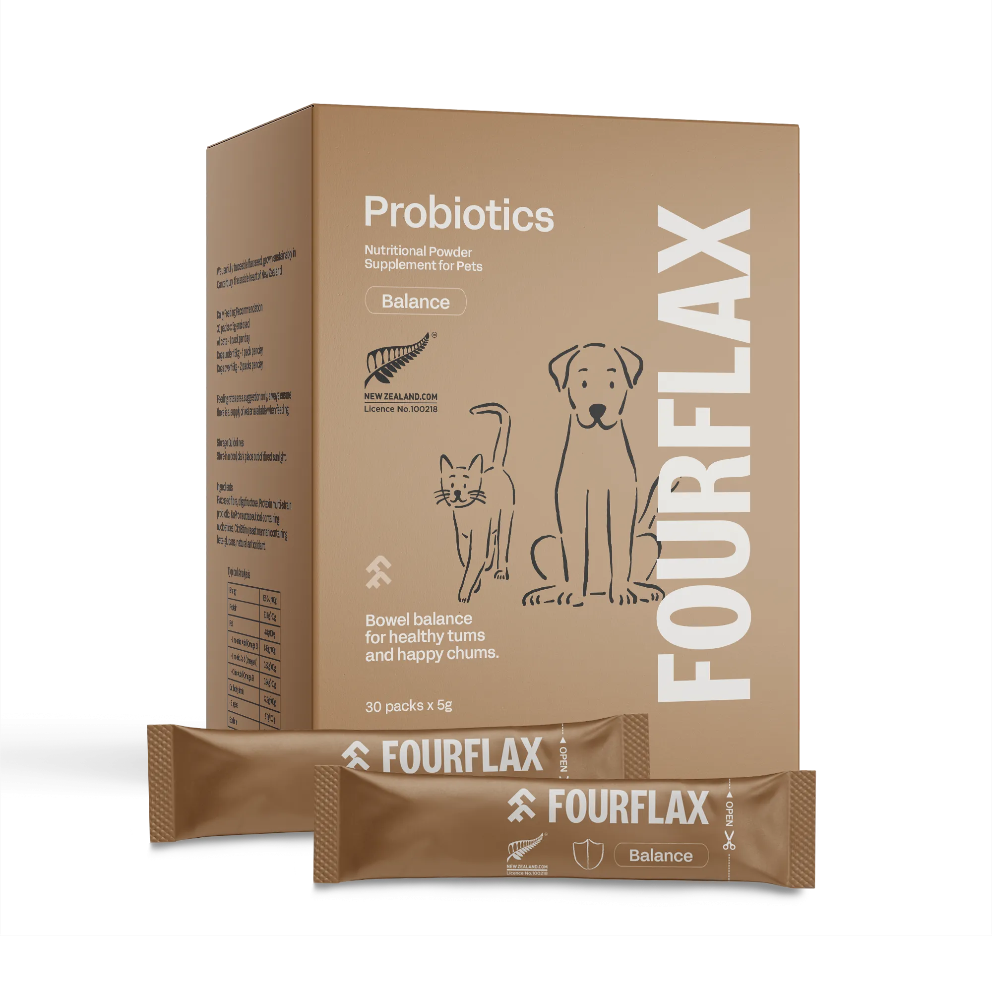 Fourflax Cats & Dogs Probiotics Powder Supplement 30packets x 5g