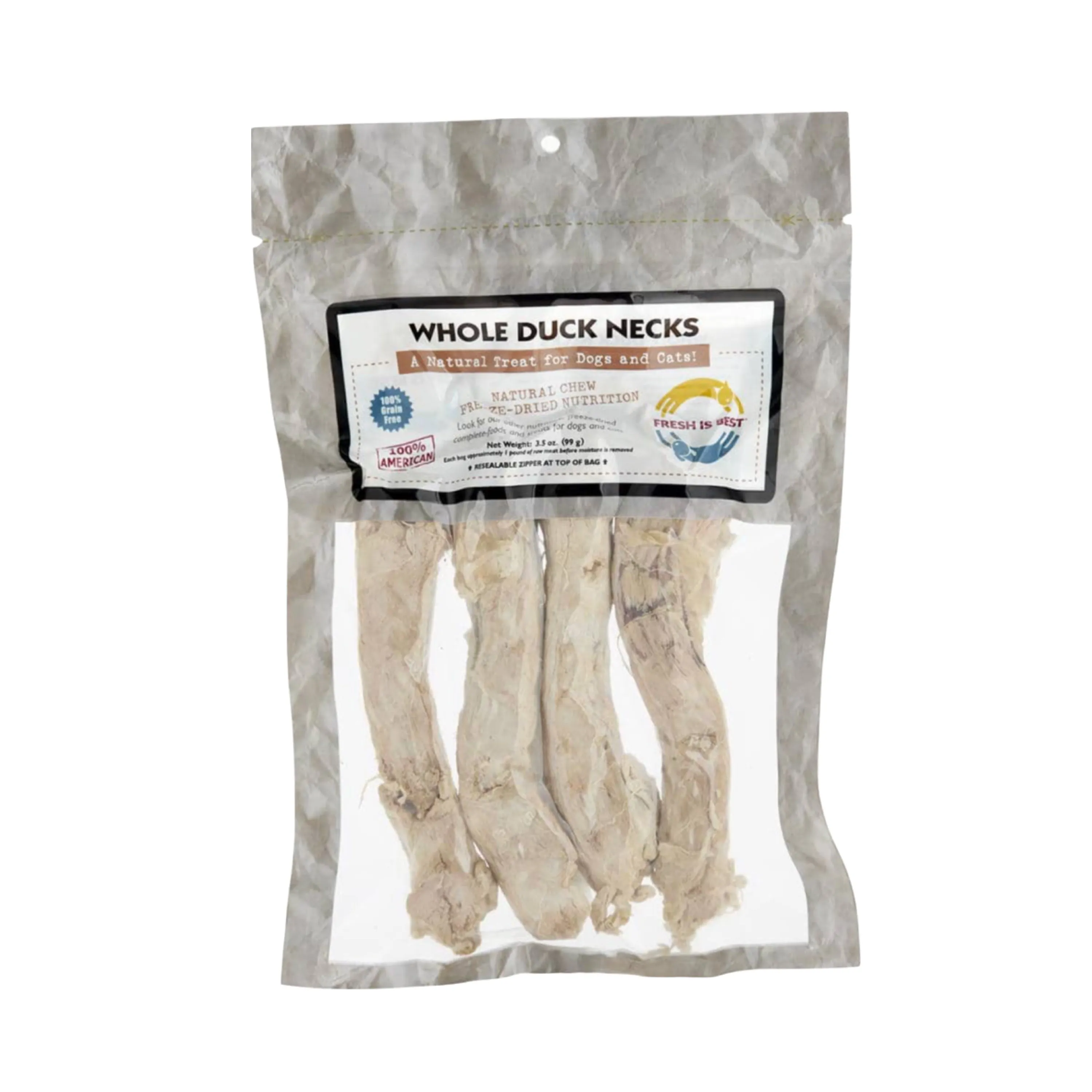 Fresh Is Best Freeze-Dried Whole Duck Necks 3.5oz