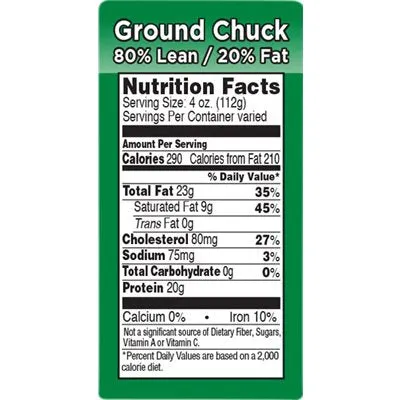 Gr Chuck 80% Lean/20% Fat Label | Roll of 1,000