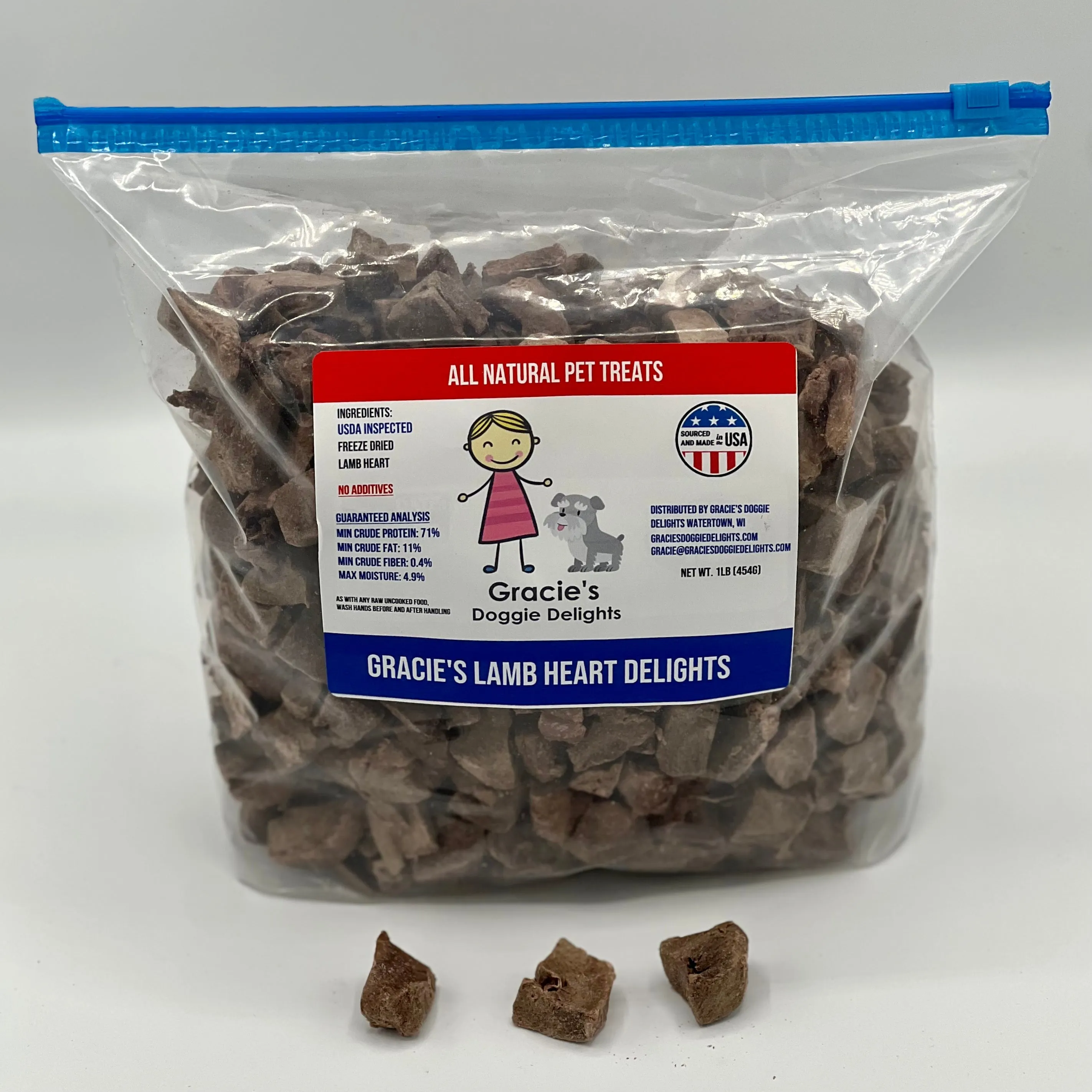 Gracie's Lamb Heart Delights Freeze Dried Dog Treats