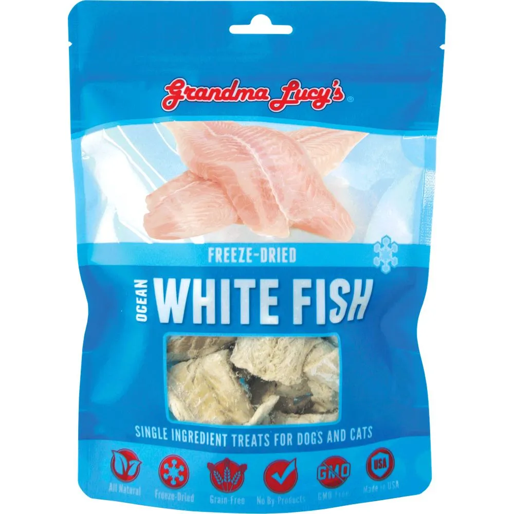 Grandma Lucy’s Freeze-Dried Ocean White Fish Single Ingredient Cat & Dog Treats 2oz