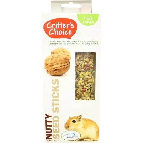 Happy Pet Critters Choice Small Animal Nutty Seed Sticks Treat 2 Pack