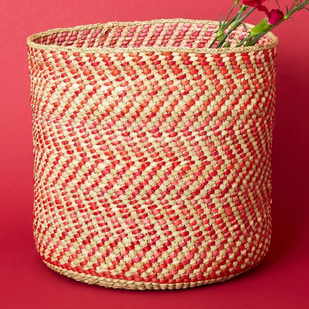 Large Red Iringa Indoor Planter Toy Storage Woven Basket