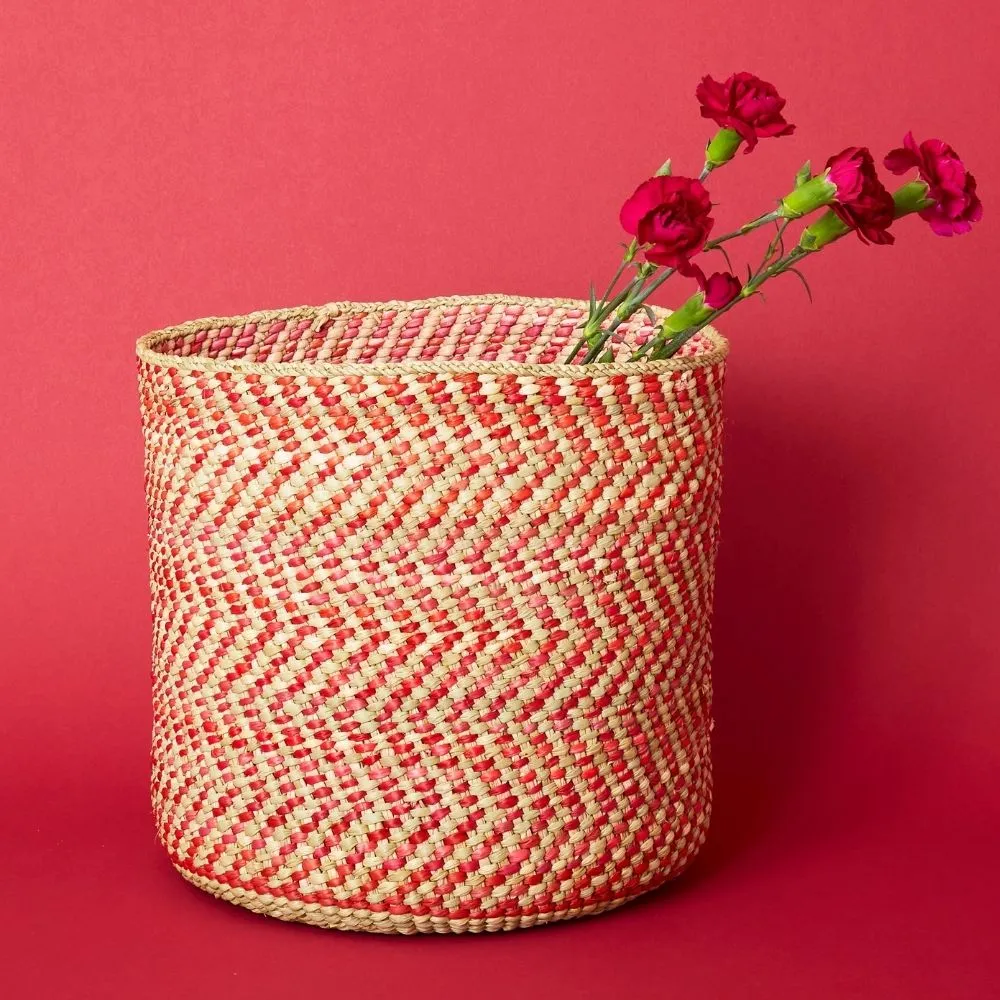 Large Red Iringa Indoor Planter Toy Storage Woven Basket