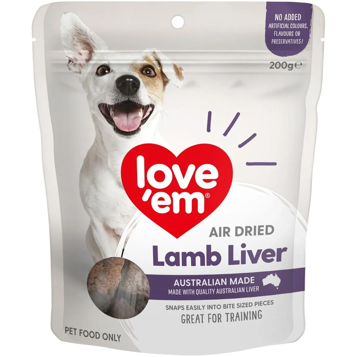 Love Em Air Dried Lamb Liver Dog Treats 200G