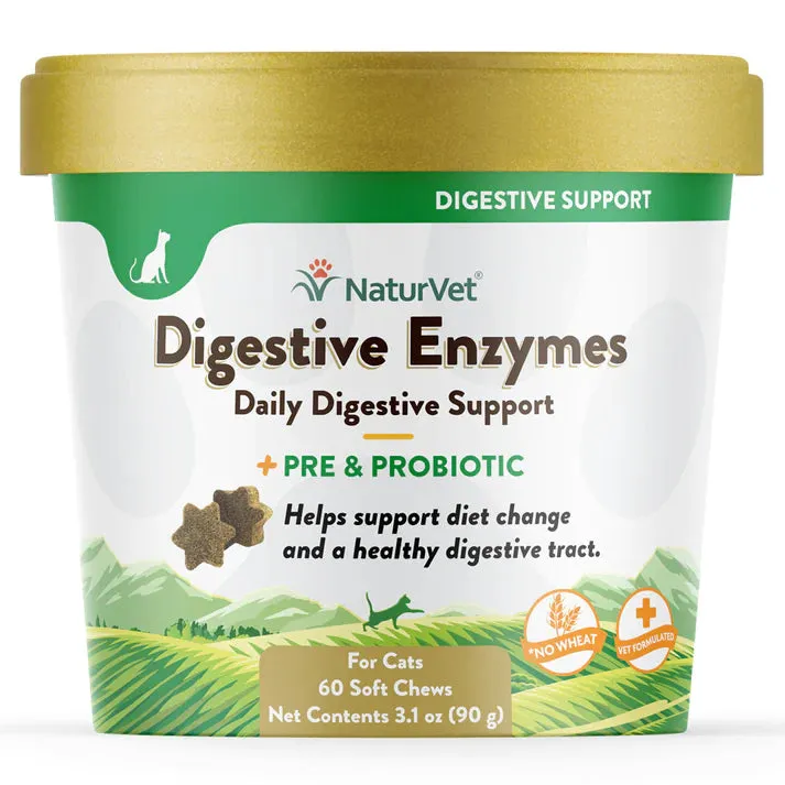 NaturVet Digestive Enzymes Cat Soft Chews with Prebiotics & Probiotics