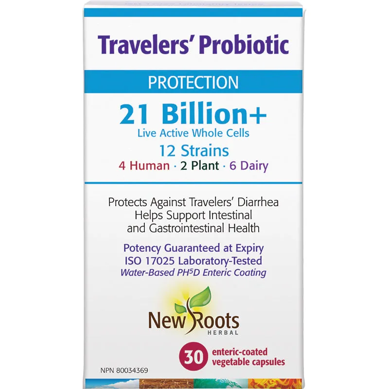 New Roots Traveler’s Probiotic 21 Billion  30 Enteric Coated Vegetarian Capsules