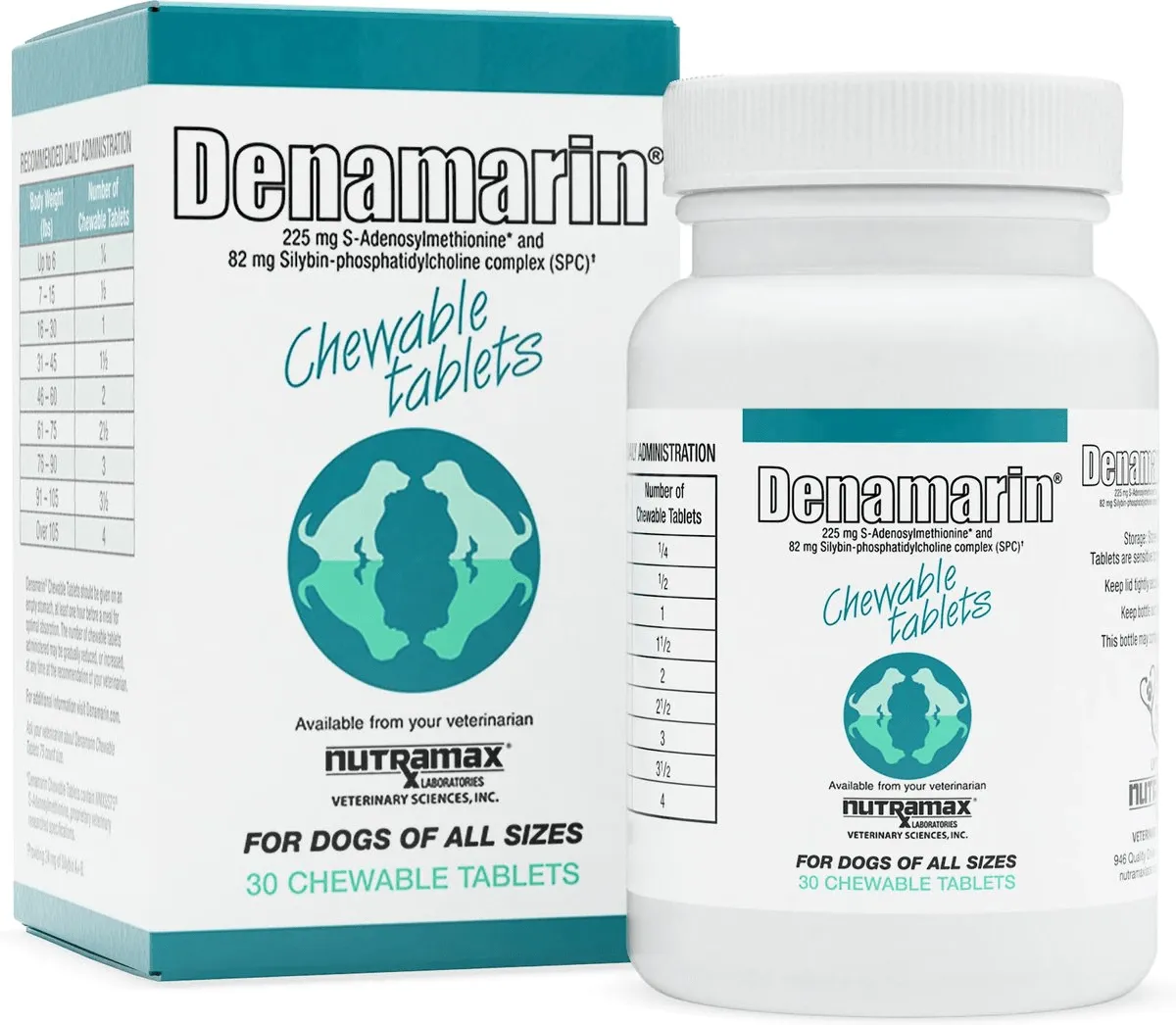 Nutramax Denamarin Liver Health Supplement for Dogs, With S-Adenosylmethionine (SAMe) and Silybin