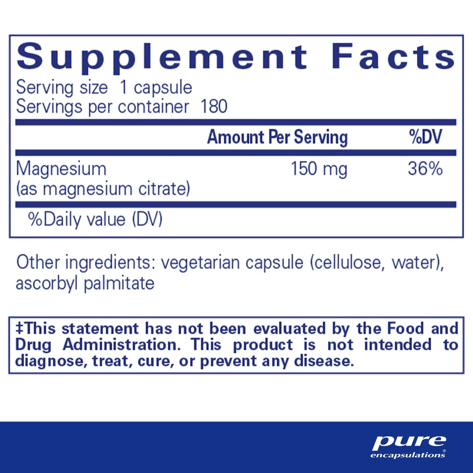 Pure Encapsulations Magnesium Citrate Capsules 180ct