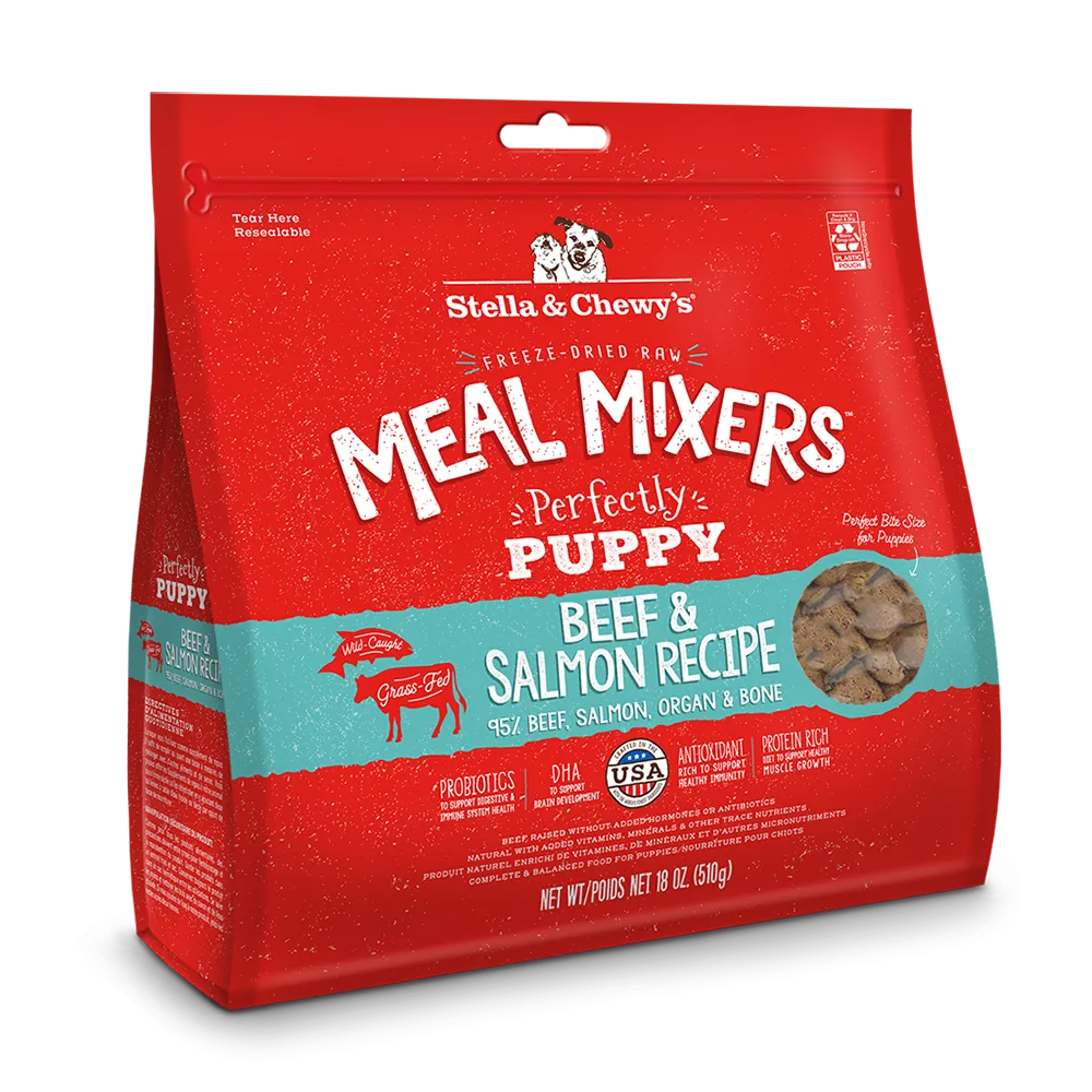 Stella & Chewy's Dog Freeze-Dried Meal Mixers Perfectly Puppy - Beef & Salmon 18oz (EXP OCT 2024)