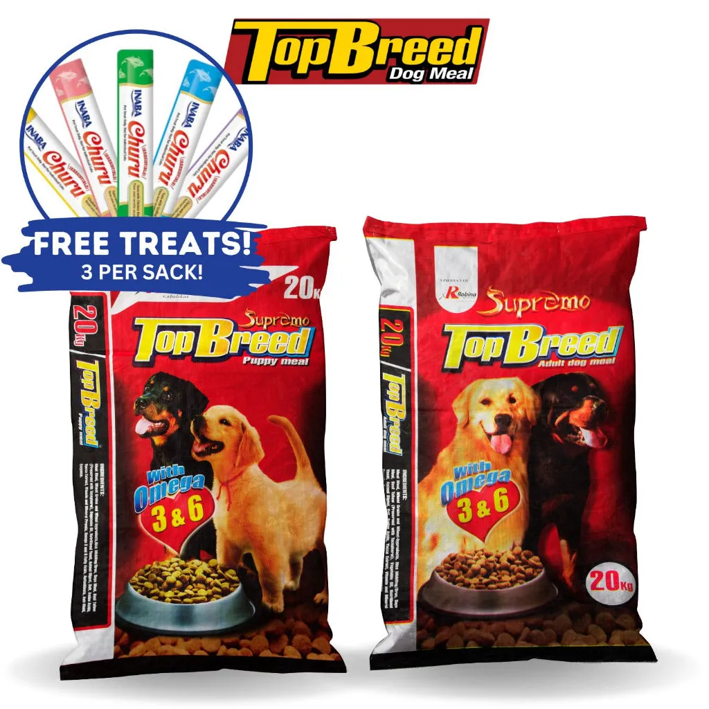 TOPBREED Adult & Puppy w/ FREE TREATS Dog Meal 20kg bag Original Packaging, Top Breed Dry Dog Food