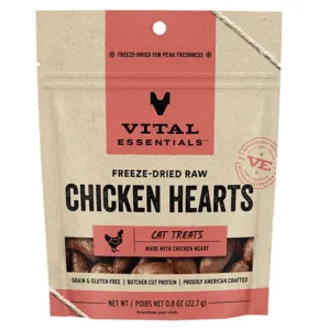 Vital Essentials Freeze-Dried Chicken Hearts Cat Treats .8 oz