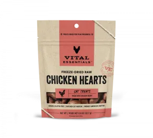 Vital Essentials Freeze Dried Grain Free Chicken Hearts Limited Ingredient Cat Treats