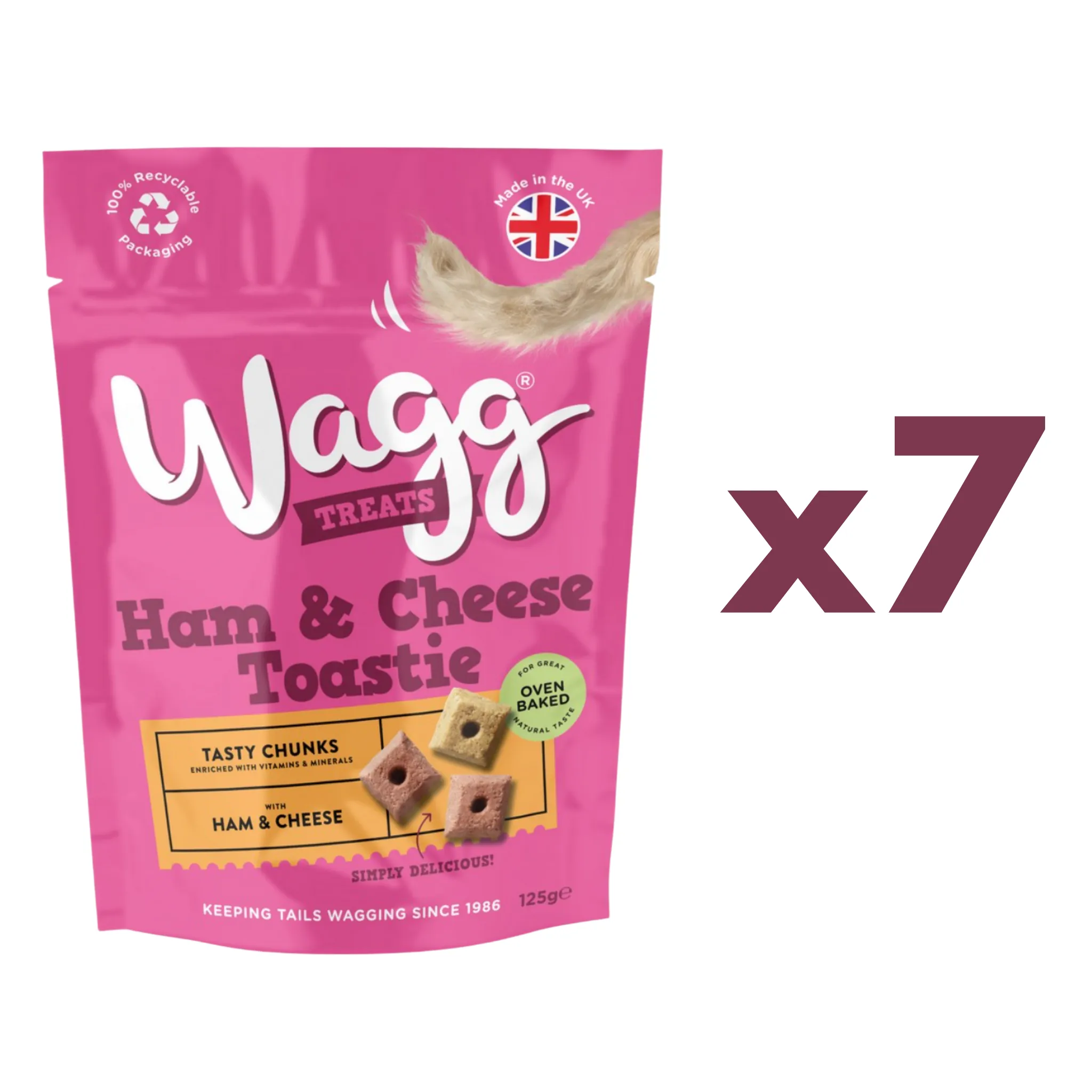 Wagg Dog Treats Ham & Cheese Toastie Tasty Chunks 125g